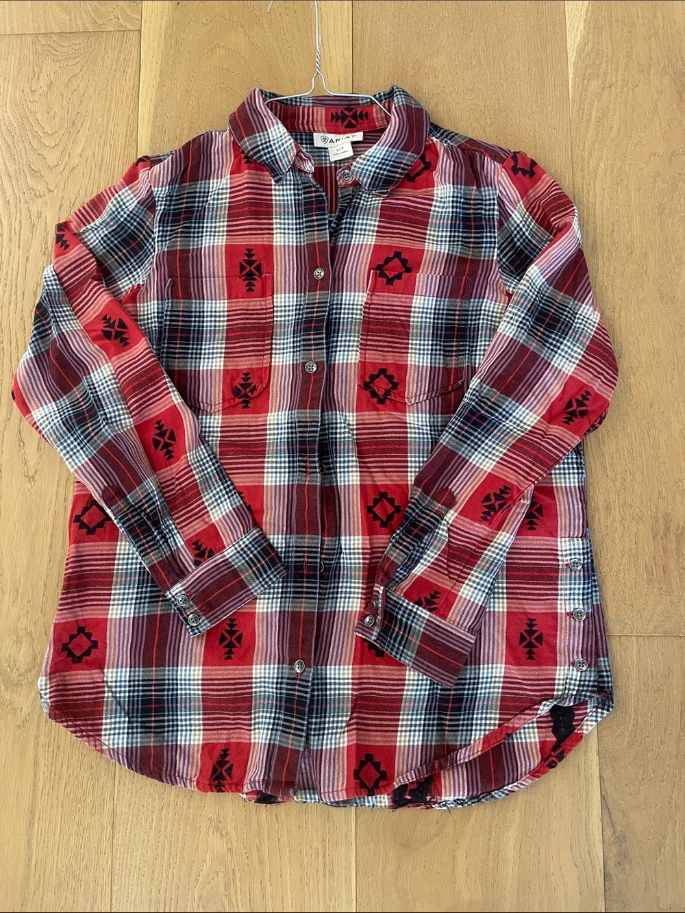 Ariat Red and Black Plaid Button-Front Shirt